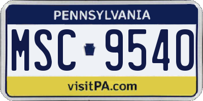 PA license plate MSC9540