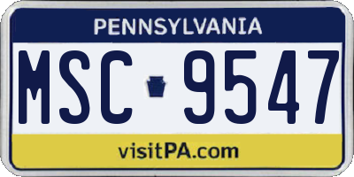 PA license plate MSC9547