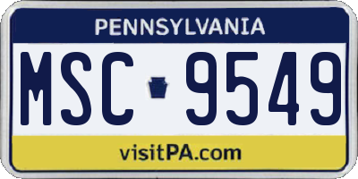 PA license plate MSC9549