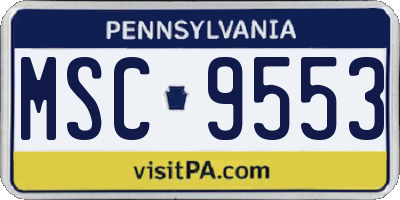 PA license plate MSC9553