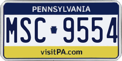 PA license plate MSC9554
