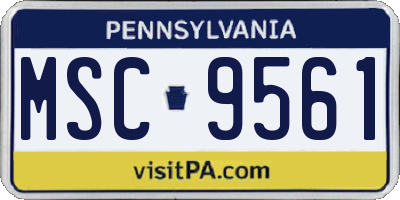 PA license plate MSC9561