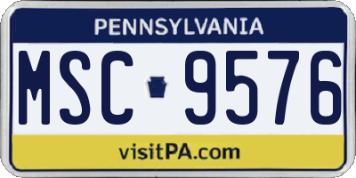 PA license plate MSC9576