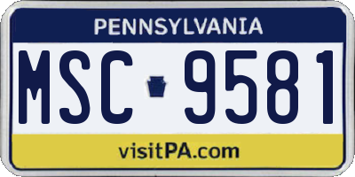PA license plate MSC9581