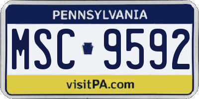 PA license plate MSC9592