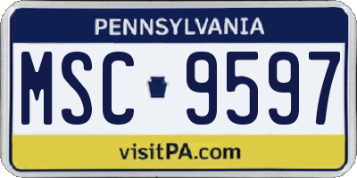 PA license plate MSC9597