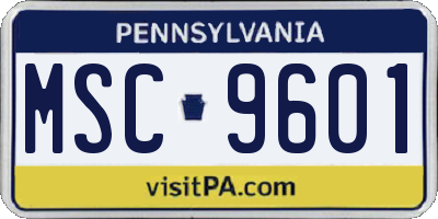 PA license plate MSC9601