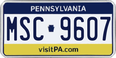 PA license plate MSC9607
