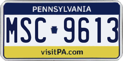 PA license plate MSC9613