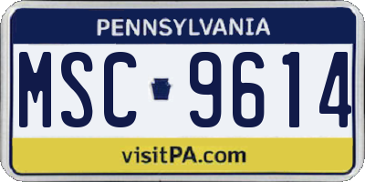 PA license plate MSC9614