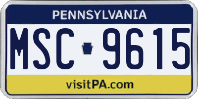 PA license plate MSC9615