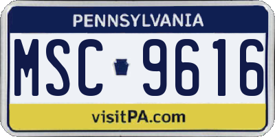 PA license plate MSC9616