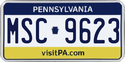 PA license plate MSC9623