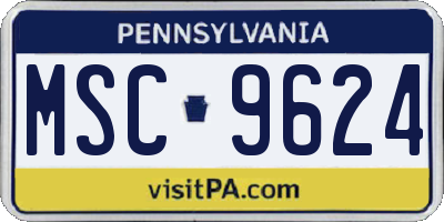 PA license plate MSC9624