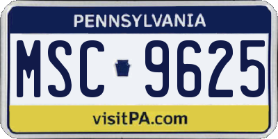 PA license plate MSC9625