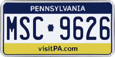 PA license plate MSC9626