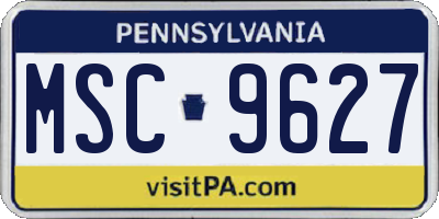 PA license plate MSC9627