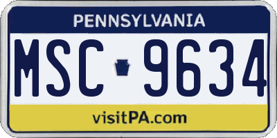 PA license plate MSC9634