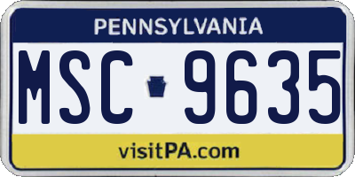 PA license plate MSC9635