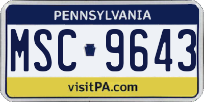 PA license plate MSC9643