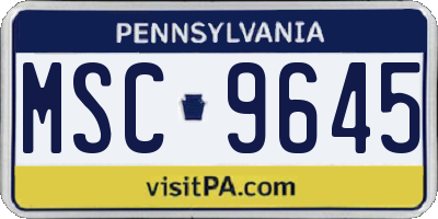 PA license plate MSC9645