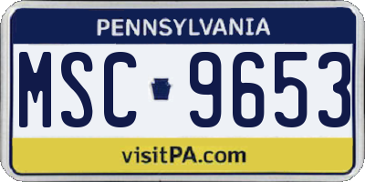 PA license plate MSC9653