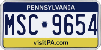 PA license plate MSC9654