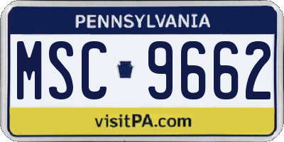 PA license plate MSC9662
