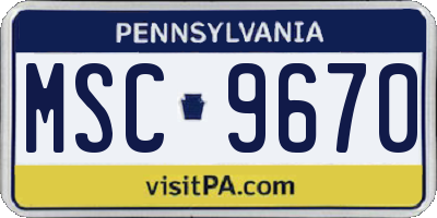 PA license plate MSC9670