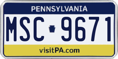 PA license plate MSC9671