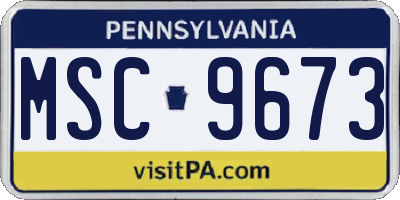 PA license plate MSC9673