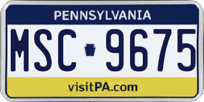 PA license plate MSC9675
