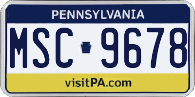 PA license plate MSC9678