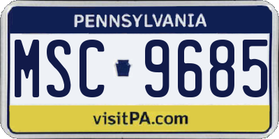 PA license plate MSC9685