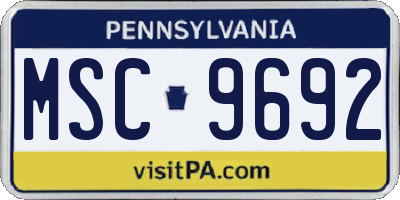 PA license plate MSC9692