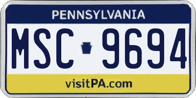 PA license plate MSC9694