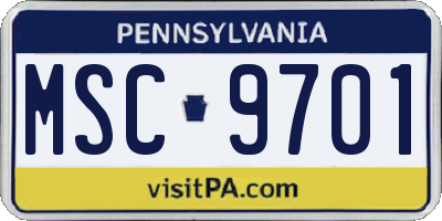 PA license plate MSC9701