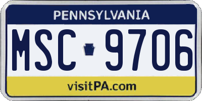 PA license plate MSC9706