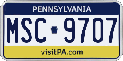 PA license plate MSC9707