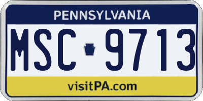 PA license plate MSC9713