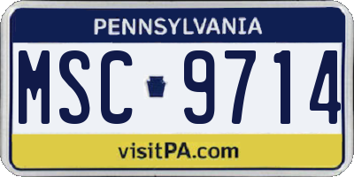 PA license plate MSC9714