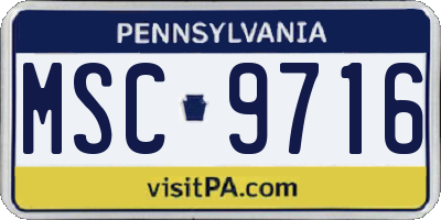 PA license plate MSC9716
