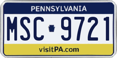 PA license plate MSC9721