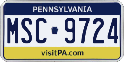 PA license plate MSC9724