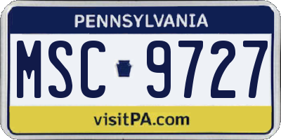 PA license plate MSC9727
