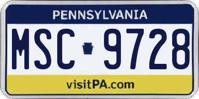 PA license plate MSC9728