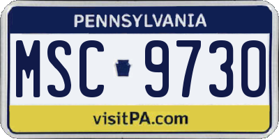 PA license plate MSC9730