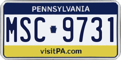 PA license plate MSC9731