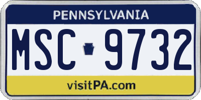 PA license plate MSC9732