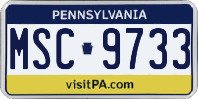 PA license plate MSC9733